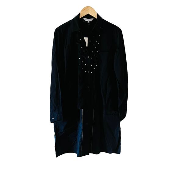 Series Noir Dresses & Skirts - Series Noir Black Polka Dot Oversized Long Sleeve Shirt Dress Size Medium NWT